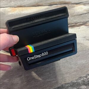 Vintage Polaroid Black Instant Camera Accessory with Rainbow Stripe